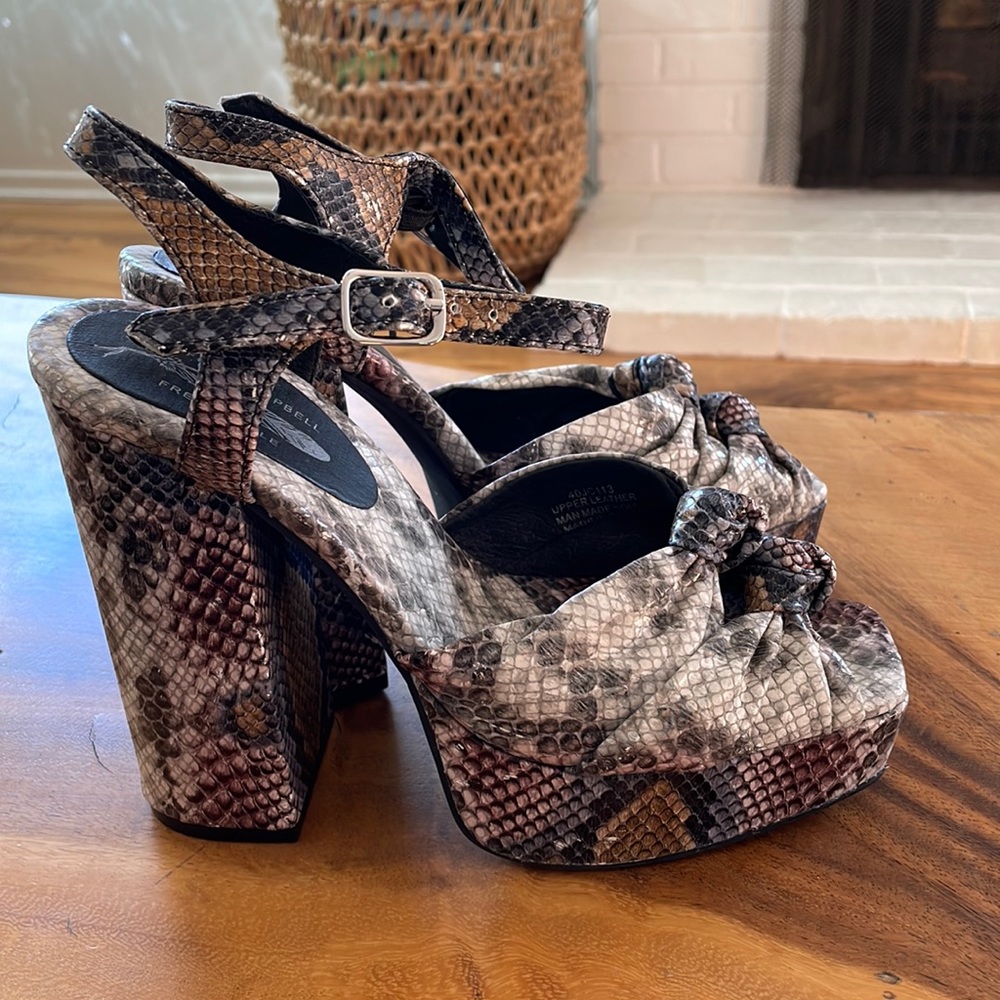 Jeffrey Campbell x Free People platform heels in snake white, tan, grey, black 8